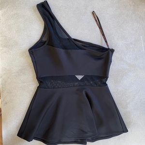One shoulder black blouse